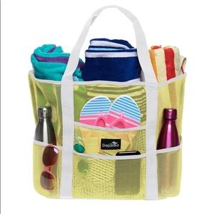 Dejaroo large mesh beach bag like green and white